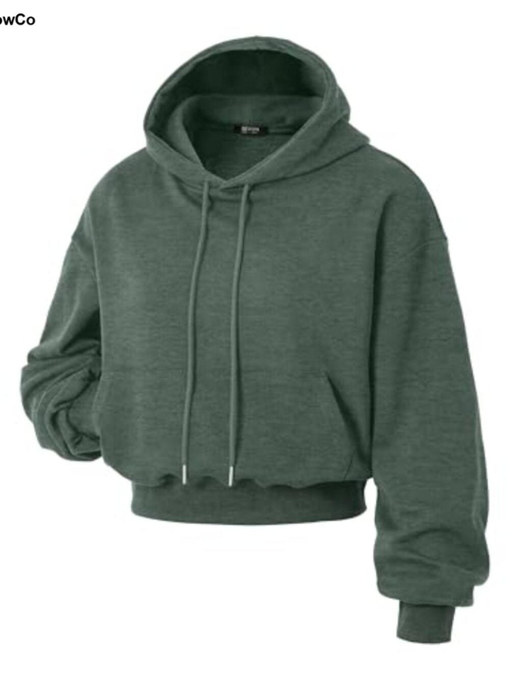Women's Cropped Hoodie Lightweight Drop Shoulder Loose Pullover Cotton Blend